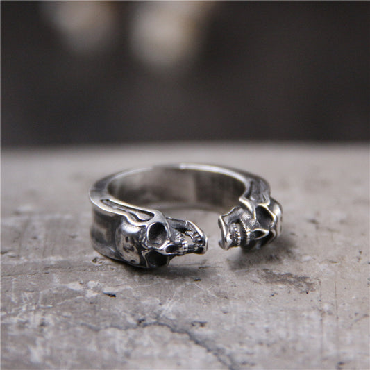 Silver Engraved Skull Ring